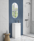 Aulic Mini Ravia 450mm floor standing vanity in a bathroom setting