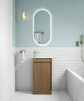 Aulic Mini Ravia 450mm floor standing vanity styled in a bathroom
