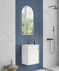 Aulic Mini Ravia 450mm wall hung vanity shown in a finished bathroom