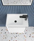 Close-up styling shot of the Aulic Mini Ravia 450mm wall hung vanity