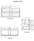 Aulic Moreno 1200mm wall hung vanity dimensions diagram