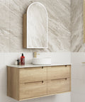 Aulic Moreno 1200mm wall hung vanity styled in a bathroom