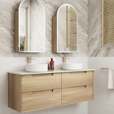 Aulic Moreno 1500mm wall hung vanity shown in a finished bathroom