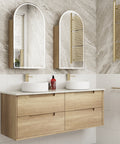 Aulic Moreno 1500mm wall hung vanity styled in a bathroom