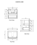 Aulic Moreno 600mm wall hung vanity dimensions diagram