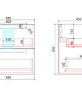 Aulic Neva 600mm wall hung vanity dimensions diagram