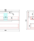 Aulic Neva 900mm wall hung vanity dimensions diagram