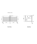 Aulic Perla Mark II 1200mm wall hung vanity dimensions diagram
