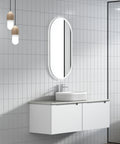 Aulic Perla Mark II 1200mm wall hung vanity styled in a bathroom