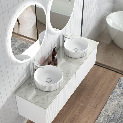 Aulic Perla Mark II 1500mm wall hung vanity shown in a finished bathroom