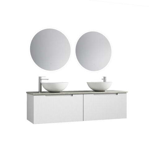 Close-up styling shot of the Aulic Perla Mark II 1500mm wall hung vanity