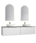 Aulic Perla Mark II 1800mm wall hung vanity styled in a bathroom