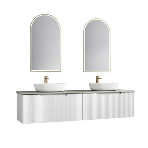 Aulic Perla Mark II 1800mm wall hung vanity styled in a bathroom