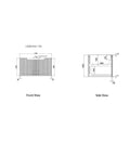 Aulic Perla Mark II 750mm wall hung vanity dimensions diagram