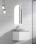 Aulic Perla Mark II 750mm wall hung vanity styled in a bathroom