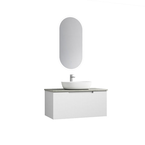 Aulic Perla Mark II 900mm wall hung vanity shown in a finished bathroom