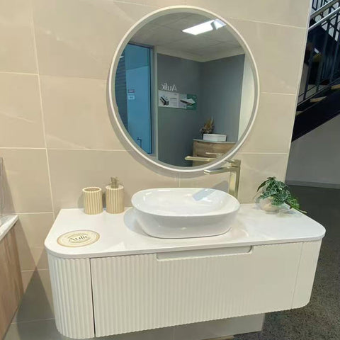 Aulic Petra Mark II 1200mm wall hung vanity shown in a finished bathroom