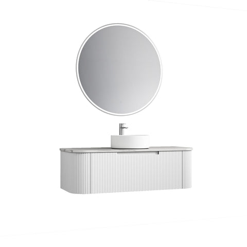 Aulic Petra Mark II 1200mm wall hung vanity styled in a bathroom