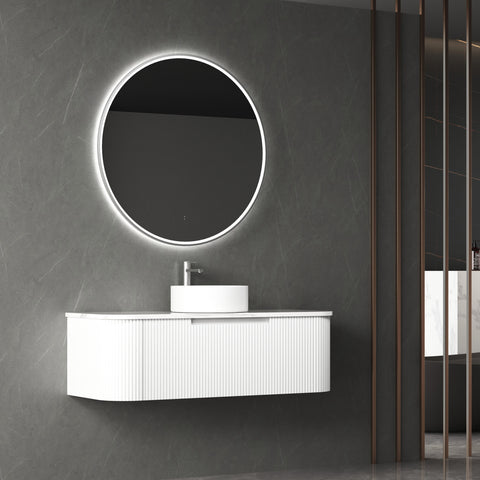 Side view of the Aulic Petra Mark II 1200mm wall hung vanity showing drawer depth