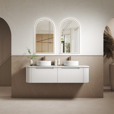 Aulic Petra Mark II 1500mm wall hung vanity shown in a finished bathroom