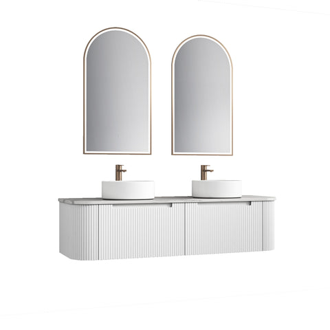 Aulic Petra Mark II 1500mm wall hung vanity styled in a bathroom