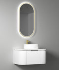Aulic Petra Mark II 750mm wall hung vanity styled in a bathroom