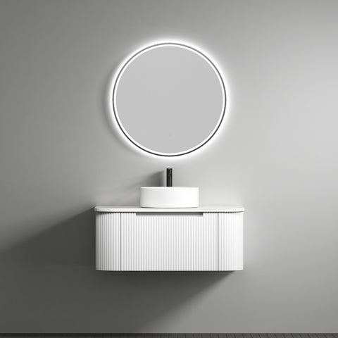 Front view of the Aulic Petra Mark II 900mm wall hung vanity