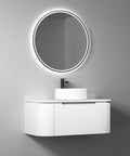 Aulic Petra Mark II 900mm wall hung vanity styled in a bathroom