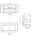 Aulic Ramee 1200mm wall hung vanity dimensions diagram