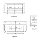 Aulic Ramee 1500mm wall hung vanity dimensions diagram