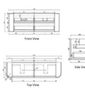 Aulic Ramee 1800mm wall hung vanity dimensions diagram