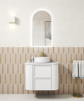 Aulic Ramee 750mm wall hung vanity styled in a bathroom