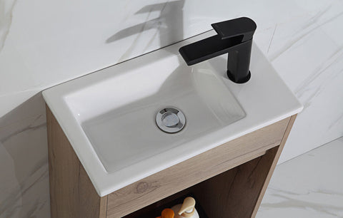 Close-up styling shot of the Aulic Revit 465mm wall hung vanity