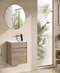 Aulic Revit 465mm wall hung vanity styled in a bathroom