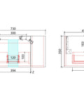 Aulic Savio 750mm wall hung vanity dimensions diagram