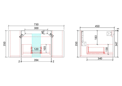 Aulic Savio 750mm wall hung vanity dimensions diagram