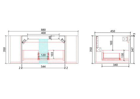 Aulic Savio 900mm wall hung vanity dimensions diagram
