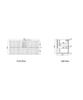 Aulic Tuscana 1200mm wall hung vanity dimensions diagram