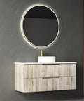 Aulic Tuscana 1200mm wall hung vanity styled in a bathroom