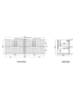 Aulic Tuscana 1500mm wall hung vanity dimensions diagram