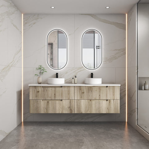Aulic Tuscana 1500mm wall hung vanity shown in a finished bathroom
