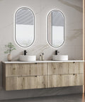 Close-up styling shot of the Aulic Tuscana 1500mm wall hung vanity