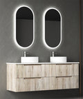 Aulic Tuscana 1500mm wall hung vanity styled in a bathroom