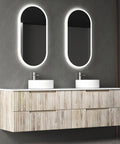 Aulic Tuscana 1800mm wall hung vanity styled in a bathroom