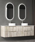 Side view of the Aulic Tuscana 1800mm wall hung vanity showing drawer depth