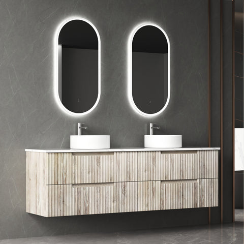Side view of the Aulic Tuscana 1800mm wall hung vanity showing drawer depth