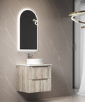 Aulic Tuscana 600mm wall hung vanity styled in a bathroom
