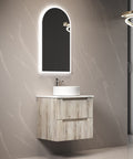 Side view of the Aulic Tuscana 600mm wall hung vanity showing drawer depth