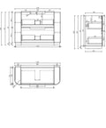 Aulic Varcelli 1200mm floor standing vanity dimensions diagram