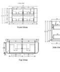 Aulic Varcelli 1500mm floor standing vanity dimensions diagram
